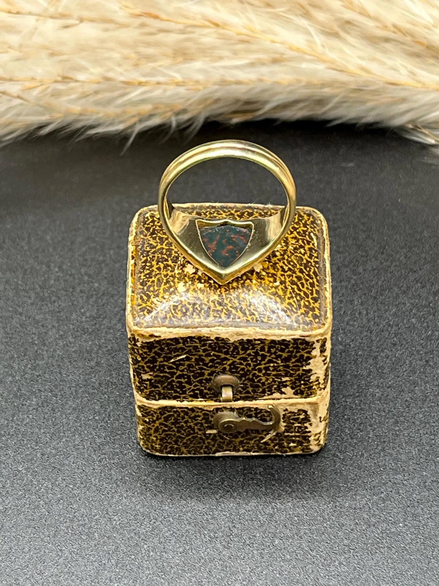 Art Deco 18 Carat Yellow Gold Bloodstone Shield Signet Ring, Circa 1920