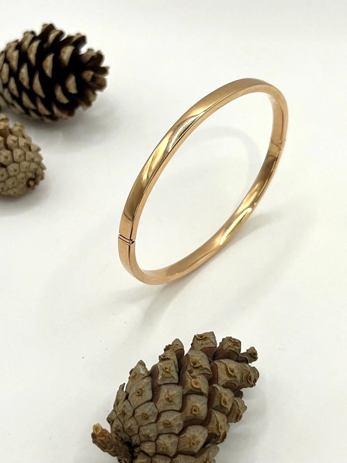 Vintage 1980's 18 Carat Rose Gold, Plain Hinged Bangle