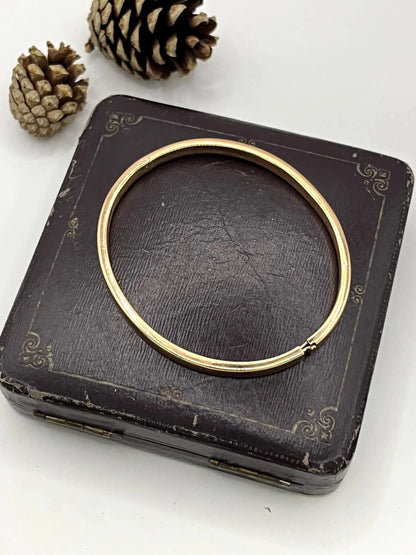 Vintage 1980's 18 Carat Rose Gold, Plain Hinged Bangle