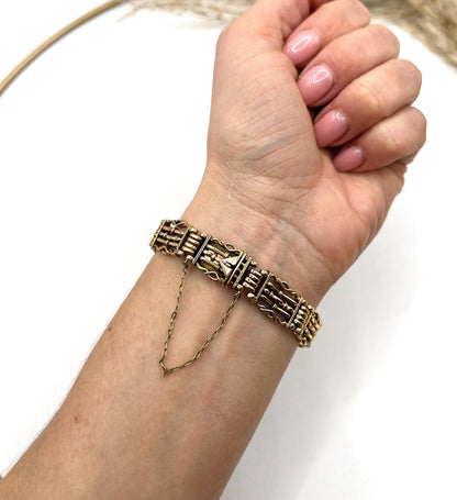Antique 15ct Yellow Gold Stamped, 1920s Gate Bracelet