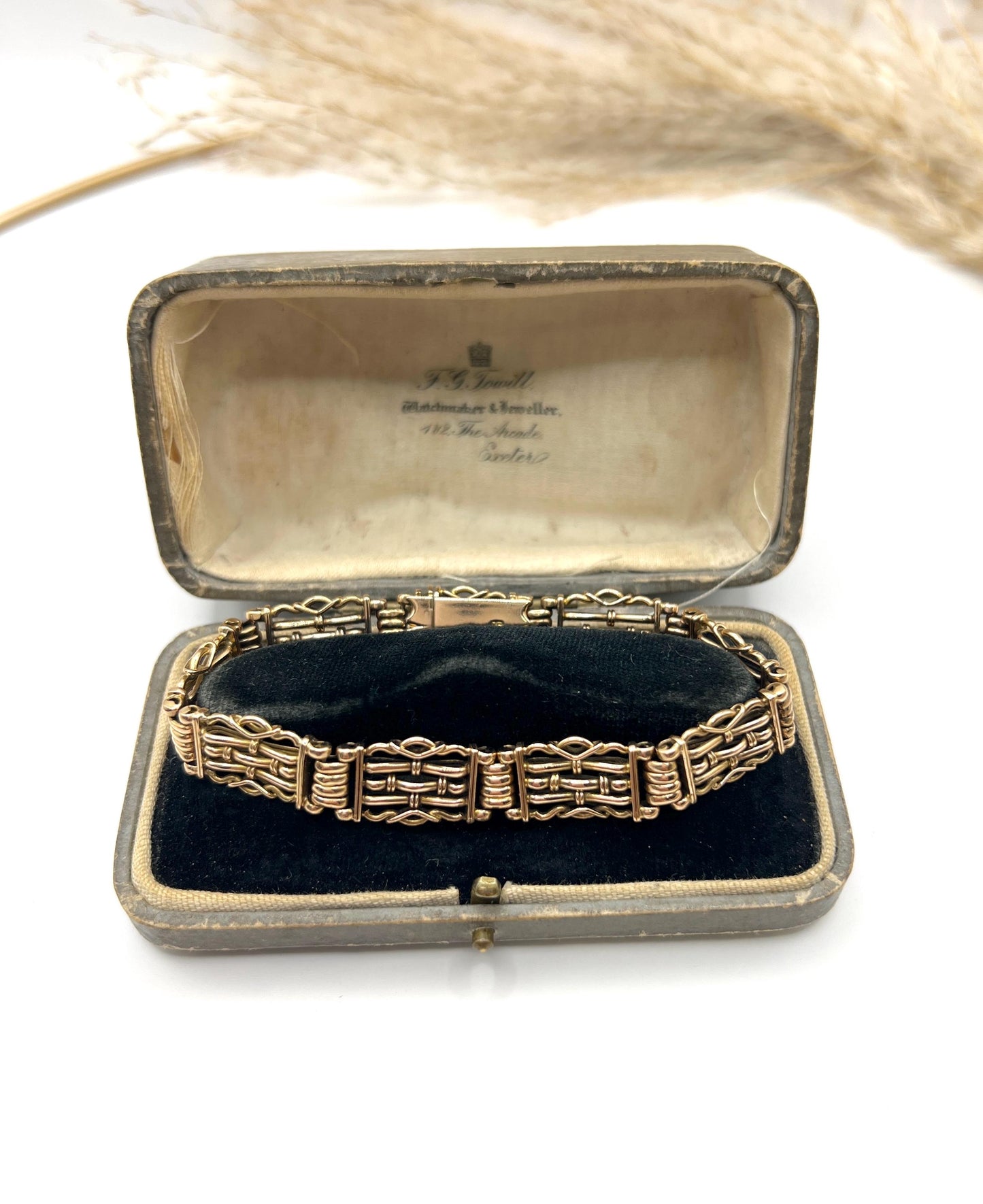 Antique 15ct Yellow Gold Stamped, 1920s Gate Bracelet