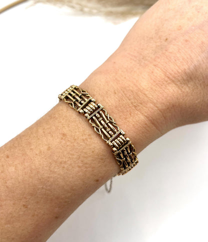 Antique 15ct Yellow Gold Stamped, 1920s Gate Bracelet