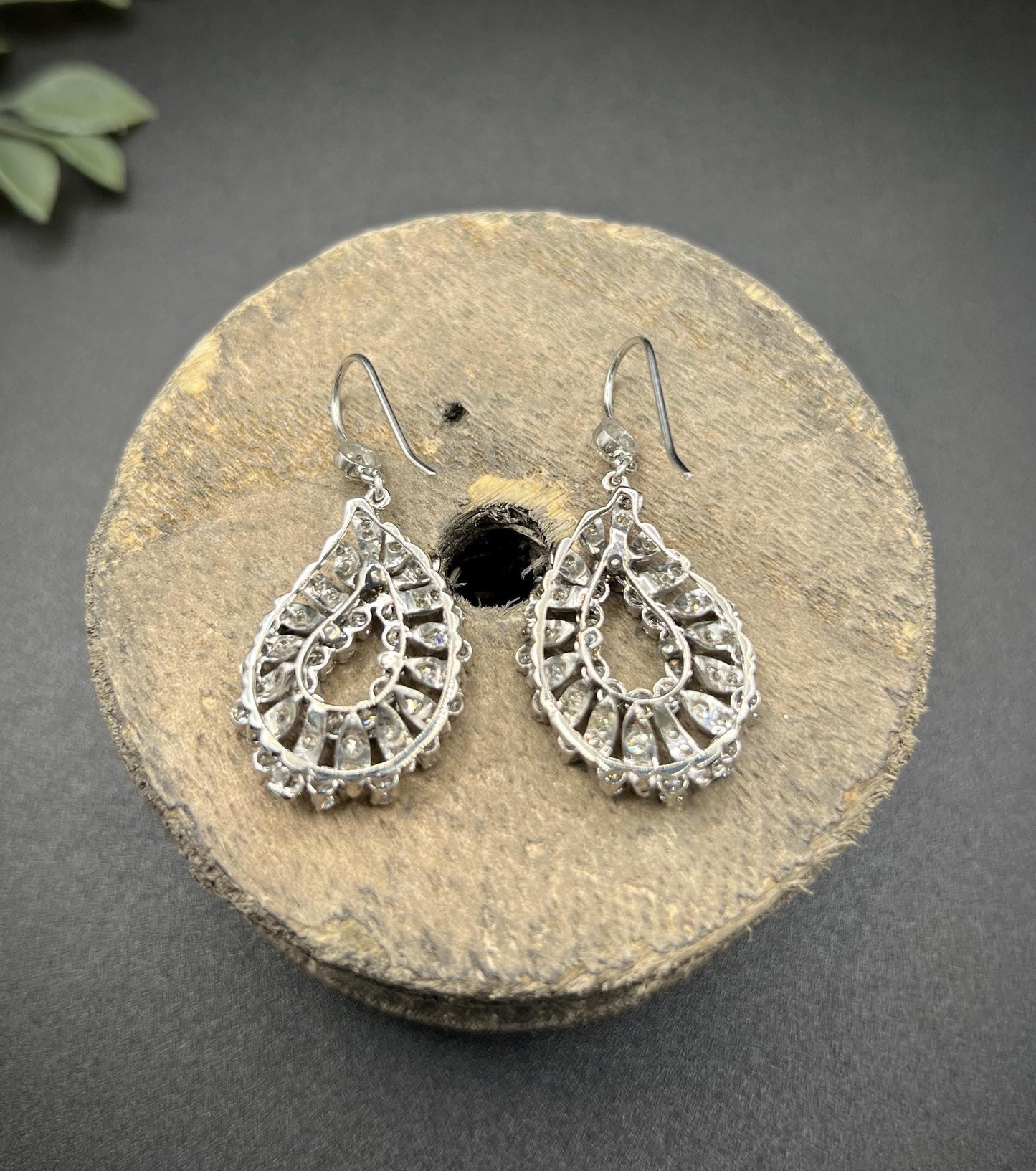 Vintage 18ct Gold, 4 Carat 1980s Diamond Drop Earrings