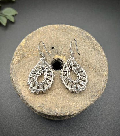 Vintage 18ct Gold, 4 Carat 1980s Diamond Drop Earrings