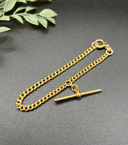 Antique 18ct Yellow Gold, Victorian Curb Link Albert Bracelet