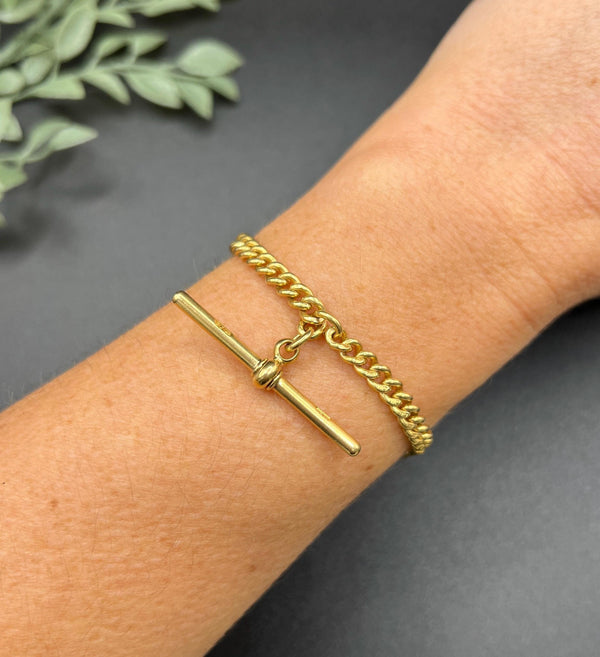 Antique 18ct Yellow Gold, Victorian Curb Link Albert Bracelet