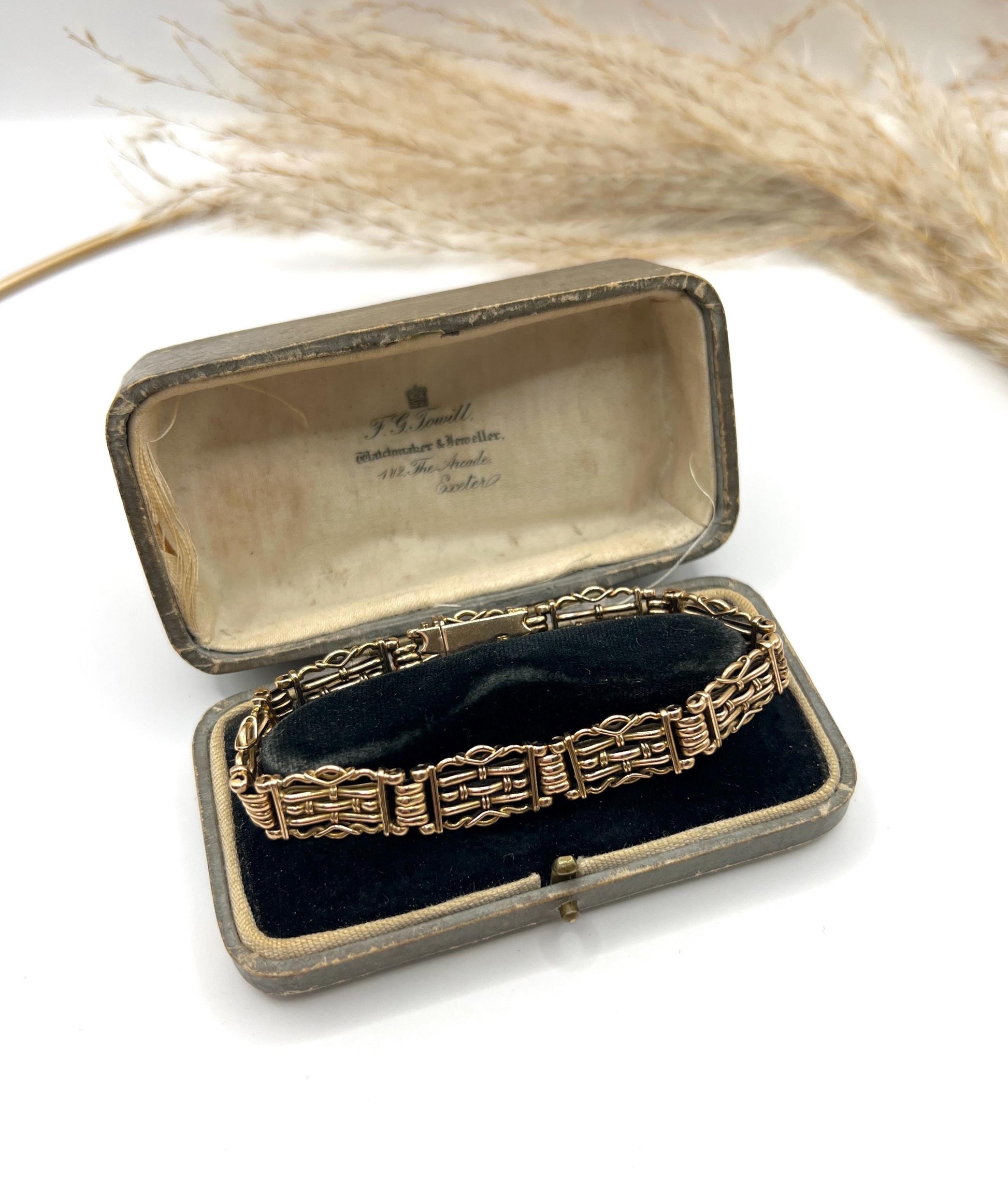 Antique 15ct Yellow Gold Stamped, 1920s Gate Bracelet