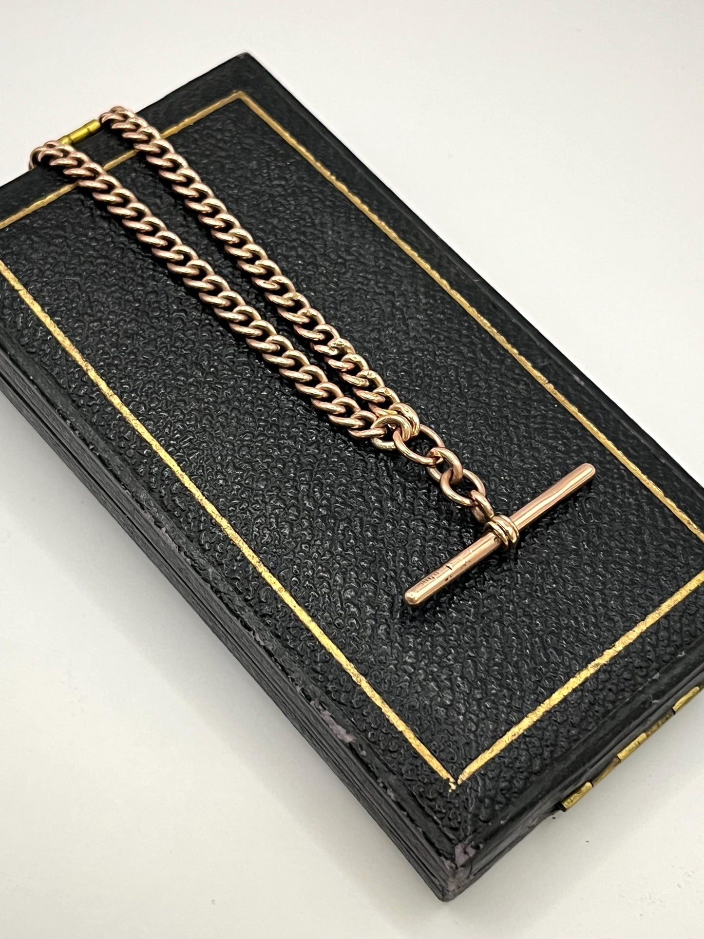 Antique 9ct Rose Gold Albert Chain Necklace: Curb Link, 16 inches