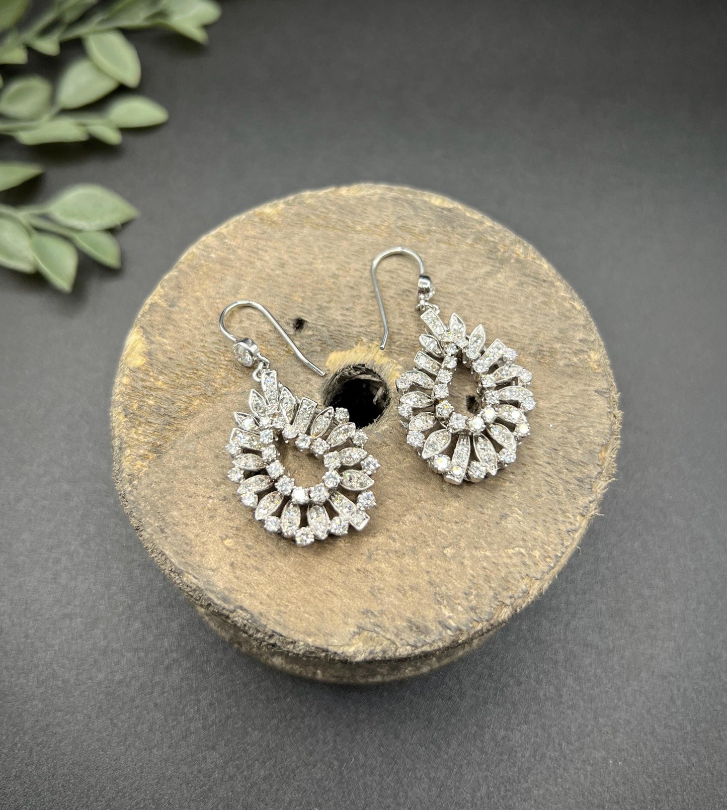 Vintage 18ct Gold, 4 Carat 1980s Diamond Drop Earrings