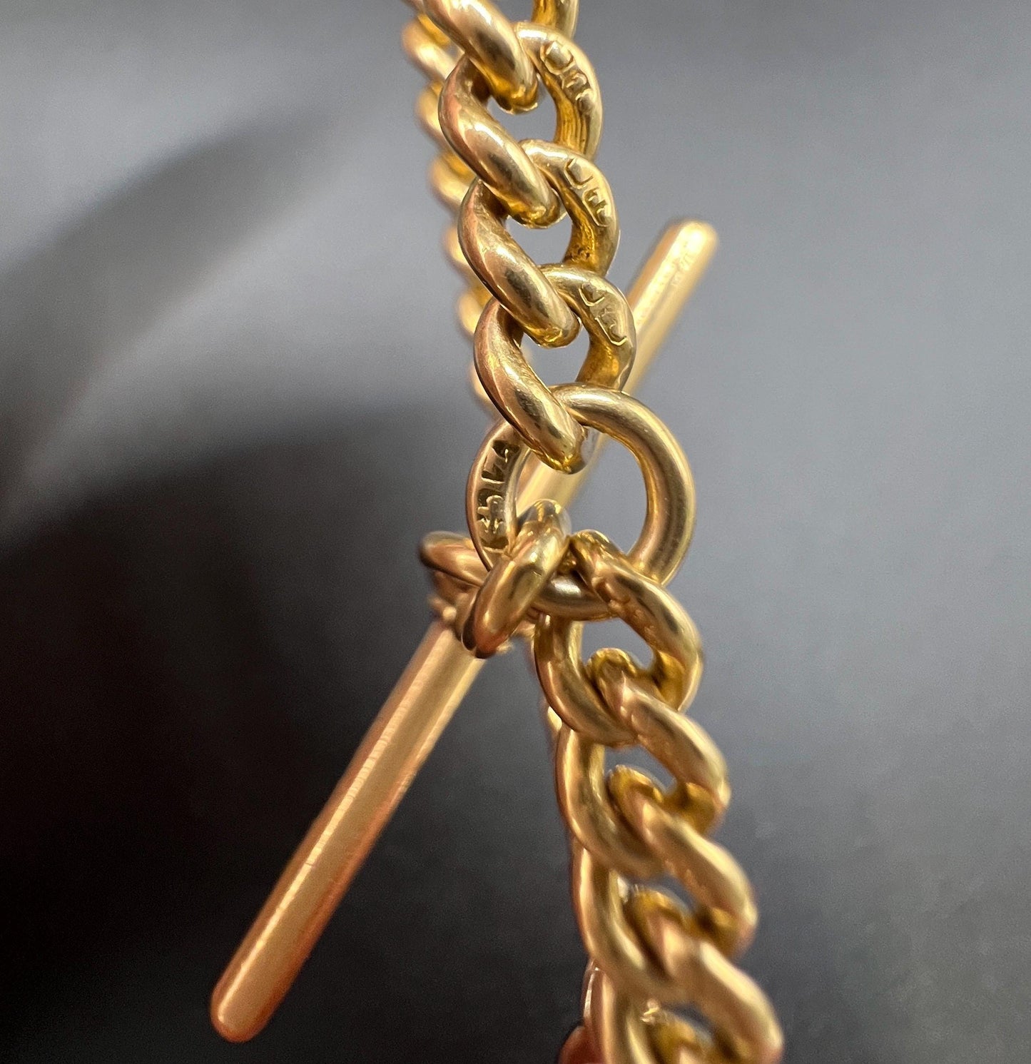 Antique 18ct Yellow Gold, Victorian Curb Link Albert Bracelet