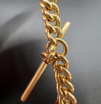 Antique 18ct Yellow Gold, Victorian Curb Link Albert Bracelet