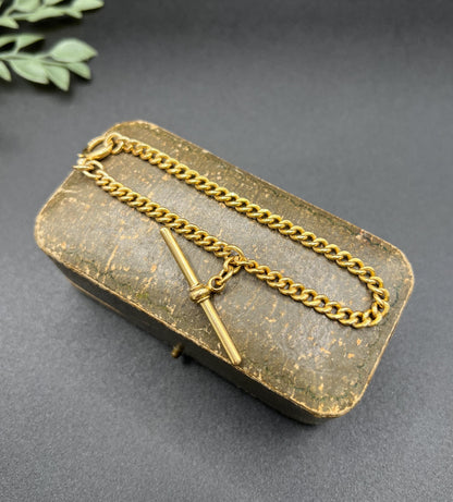 Antique 18ct Yellow Gold, Victorian Curb Link Albert Bracelet