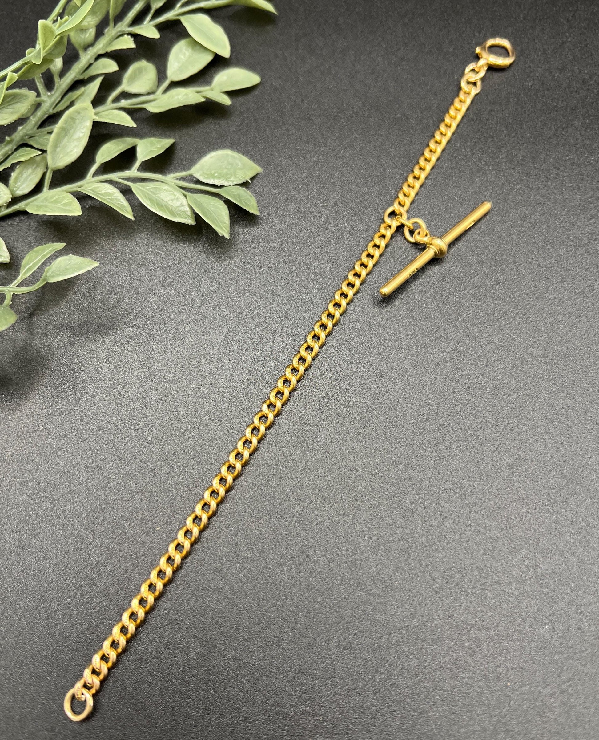 Antique 18ct Yellow Gold, Victorian Curb Link Albert Bracelet