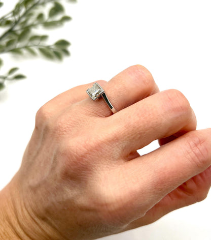 Vintage 18ct White Gold, Princess Cut Diamond Single Stone Engagement Ring