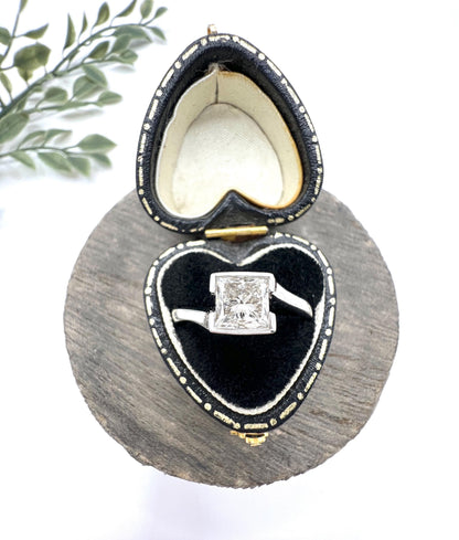 Vintage 18ct White Gold, Princess Cut Diamond Single Stone Engagement Ring