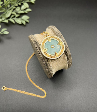 Antique 15ct Yellow Gold, 1920s Guilloche Enamel Round Locket