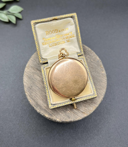 Antique 15ct Yellow Gold, 1920s Guilloche Enamel Round Locket