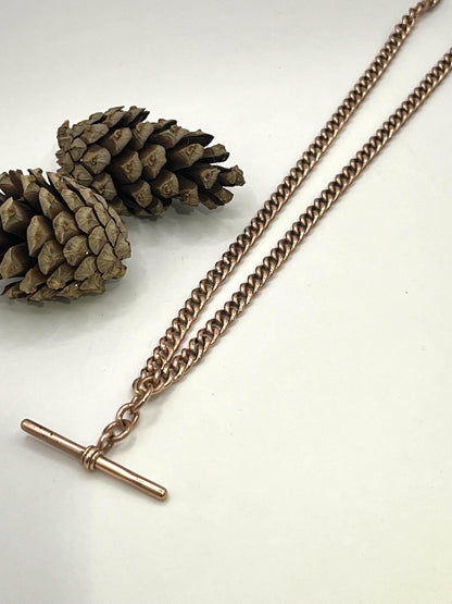 Antique 9ct Rose Gold Albert Chain Necklace: Curb Link, 16 inches