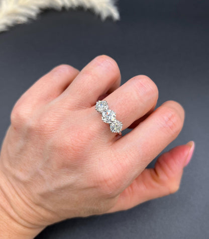 Modern Platinum, 2.35 Carat Diamond Three Stone Engagement Ring- GIA Certified