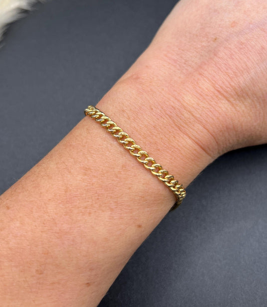 Antique 18ct Yellow Gold, Edwardian Solid Curb Link Bracelet
