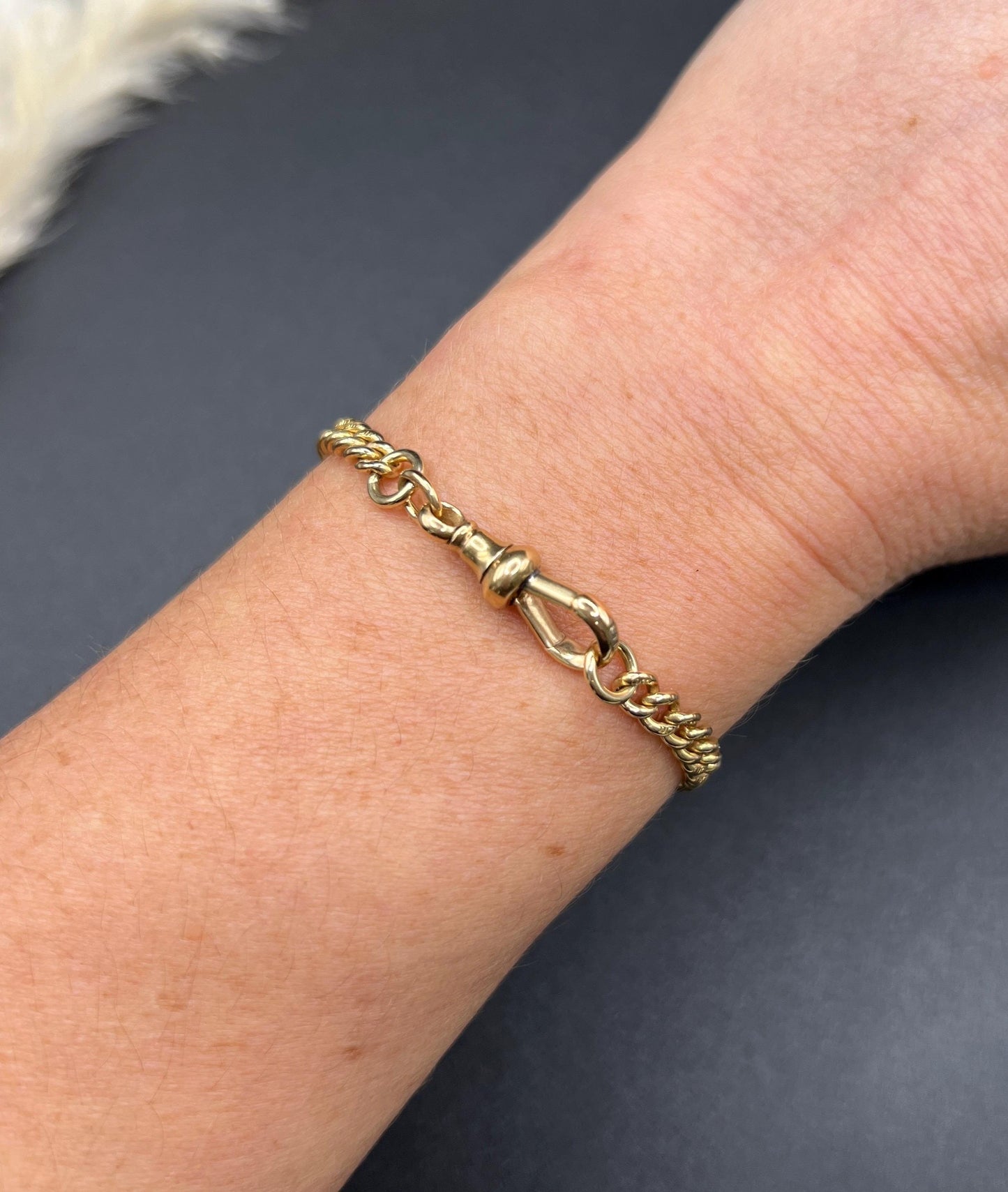 Antique 18ct Yellow Gold, Edwardian Solid Curb Link Bracelet