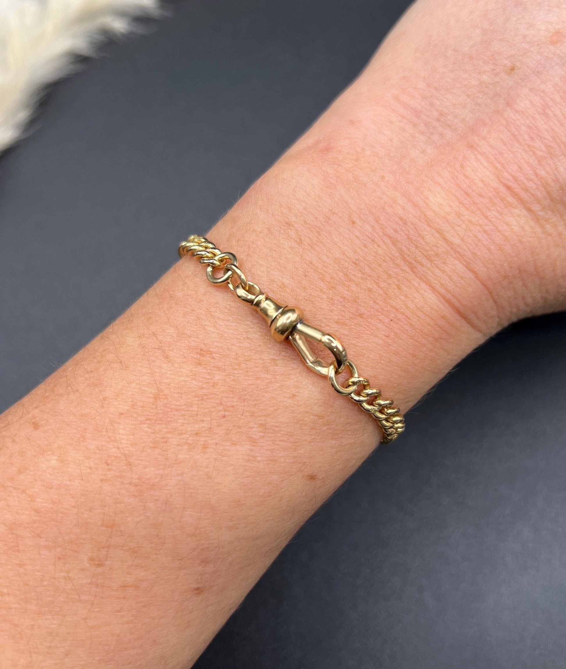 Antique 18ct Yellow Gold, Edwardian Solid Curb Link Bracelet