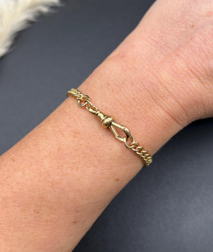 Antique 18ct Yellow Gold, Edwardian Solid Curb Link Bracelet