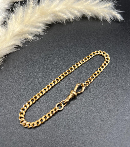 Antique 18ct Yellow Gold, Edwardian Solid Curb Link Bracelet