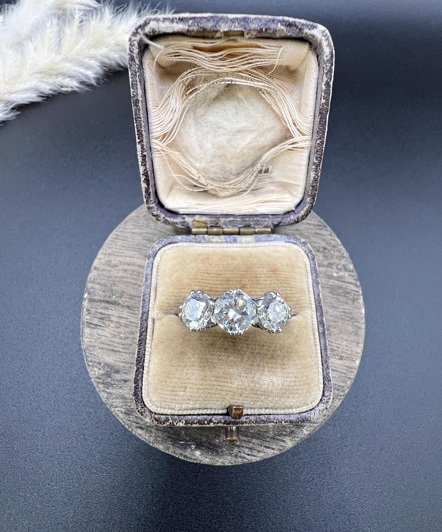 Modern Platinum, 2.35 Carat Diamond Three Stone Engagement Ring- GIA Certified