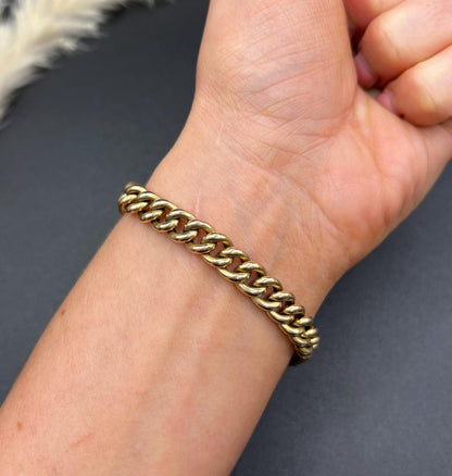 Antique 15ct Yellow Gold, Victorian Curb Link Bracelet with Heart Padlock Clasp, Birmingham 1898