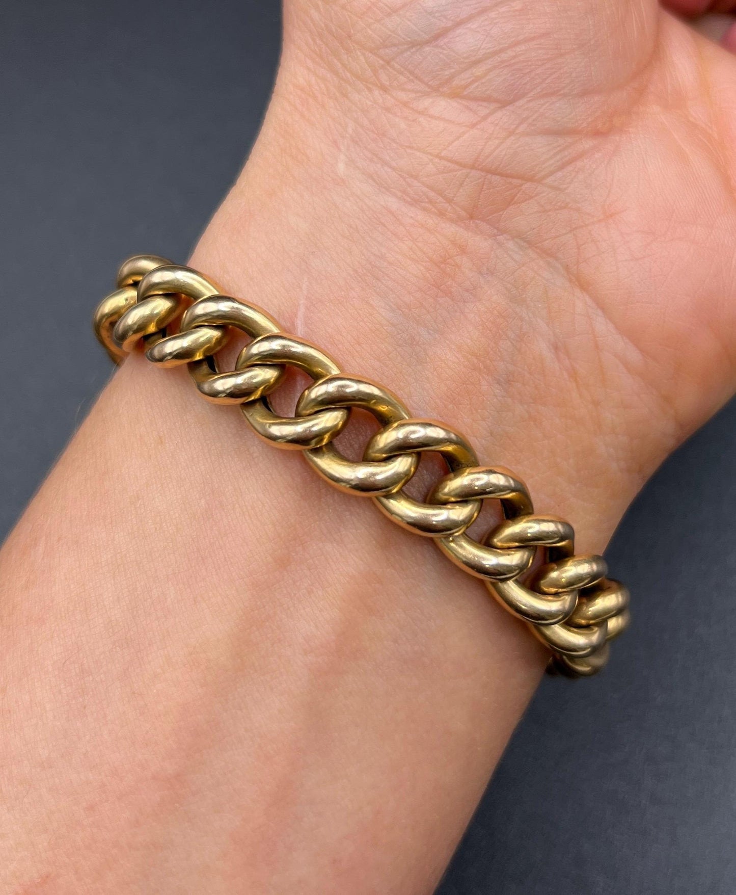 Antique 15ct Yellow Gold Stamped, Victorian Curb Link Bracelet with Heart Padlock Clasp