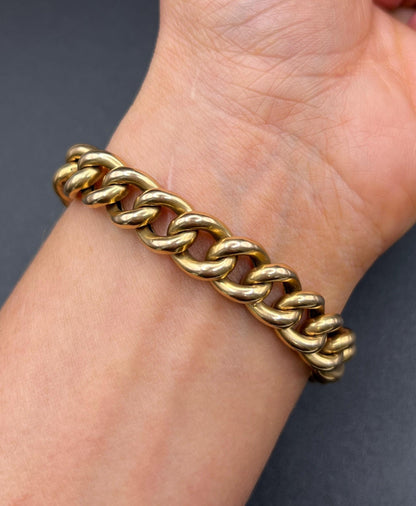 Antique 15ct Yellow Gold Stamped, Victorian Curb Link Bracelet with Heart Padlock Clasp