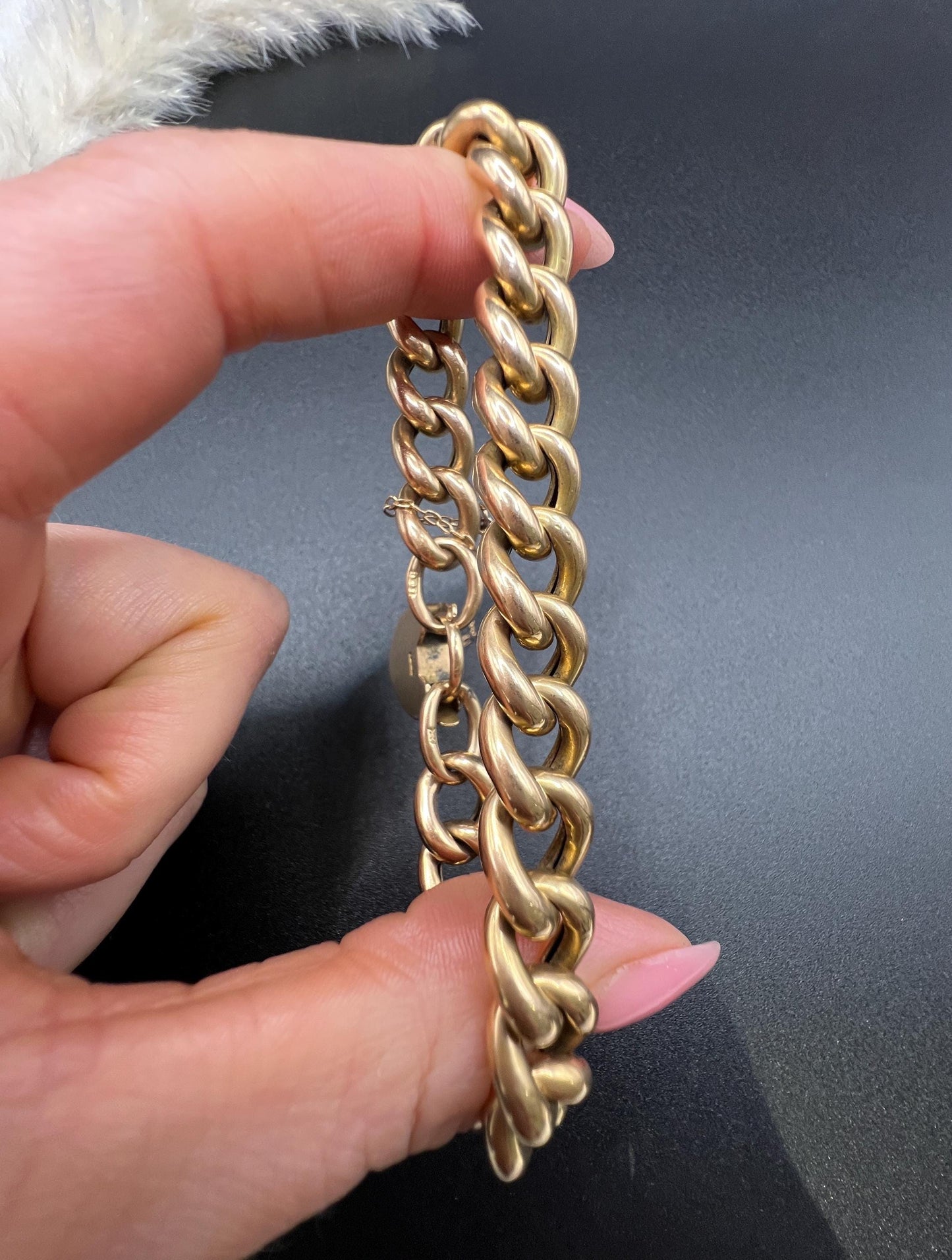 Antique 15ct Yellow Gold Stamped, Victorian Curb Link Bracelet with Heart Padlock Clasp