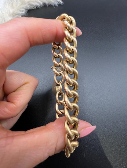 Antique 15ct Yellow Gold Stamped, Victorian Curb Link Bracelet with Heart Padlock Clasp