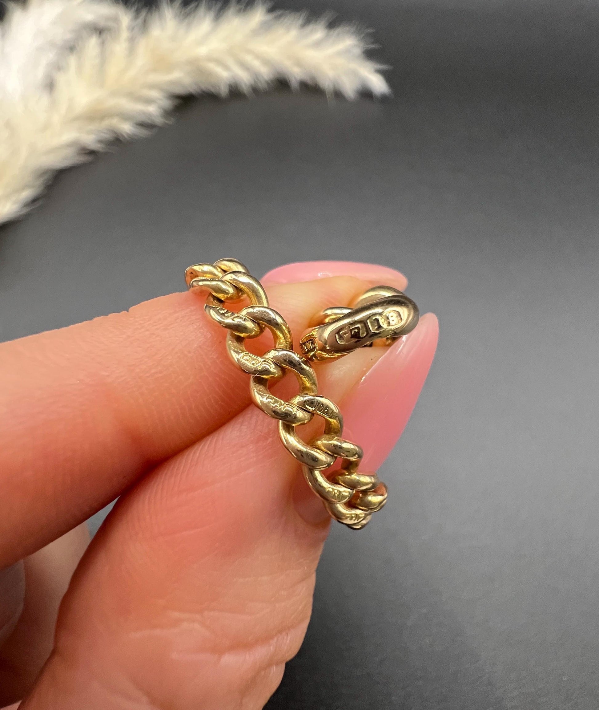 Antique 18ct Yellow Gold, Edwardian Solid Curb Link Bracelet