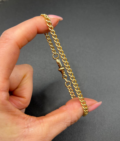 Antique 18ct Yellow Gold, Edwardian Solid Curb Link Bracelet