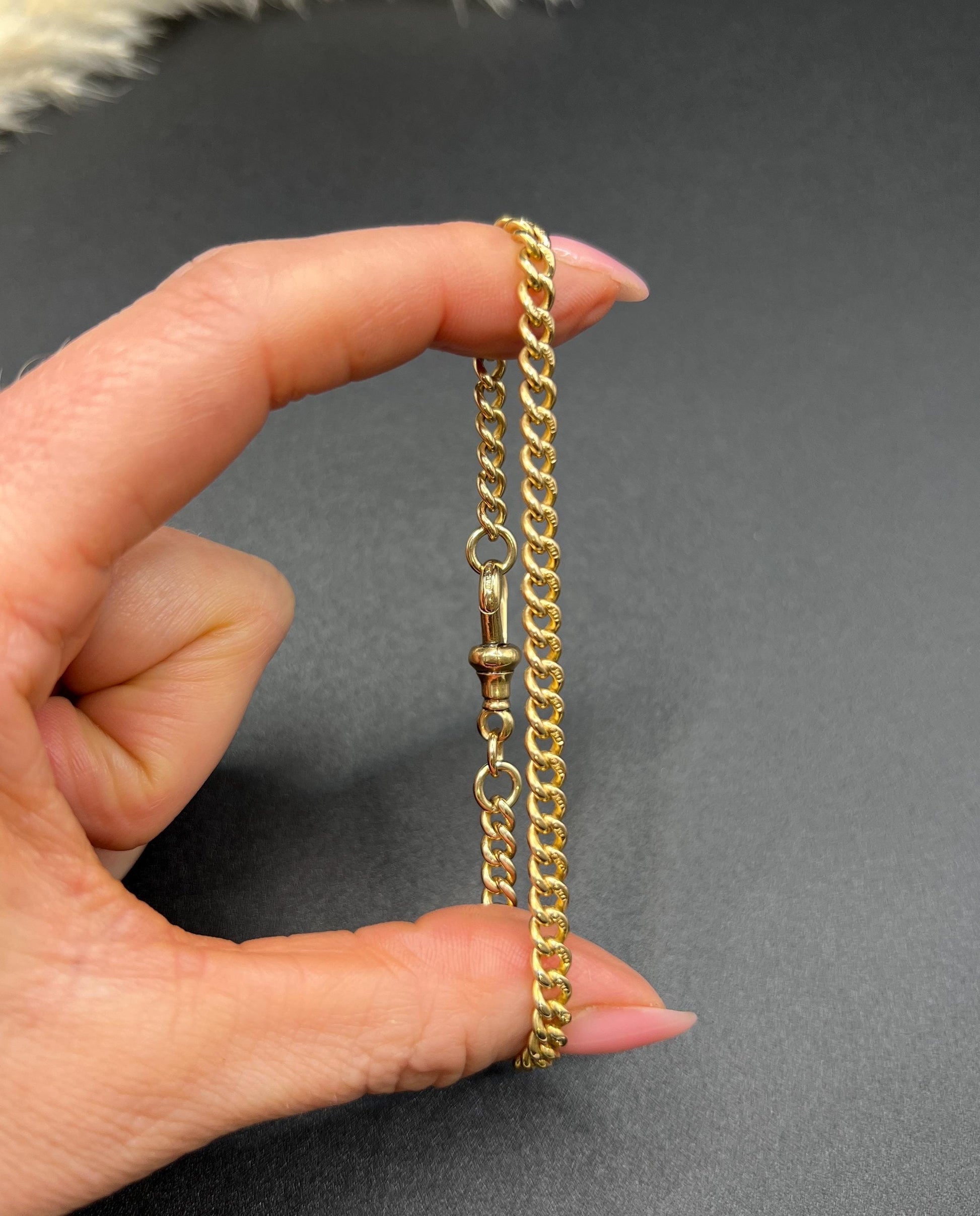 Antique 18ct Yellow Gold, Edwardian Solid Curb Link Bracelet