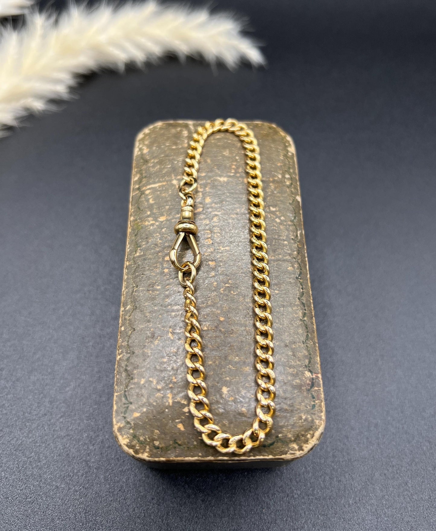 Antique 18ct Yellow Gold, Edwardian Solid Curb Link Bracelet