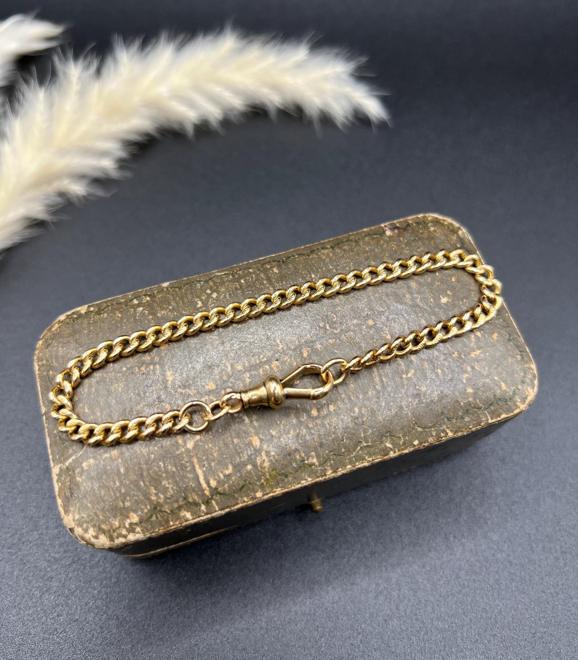 Antique 18ct Yellow Gold, Edwardian Solid Curb Link Bracelet