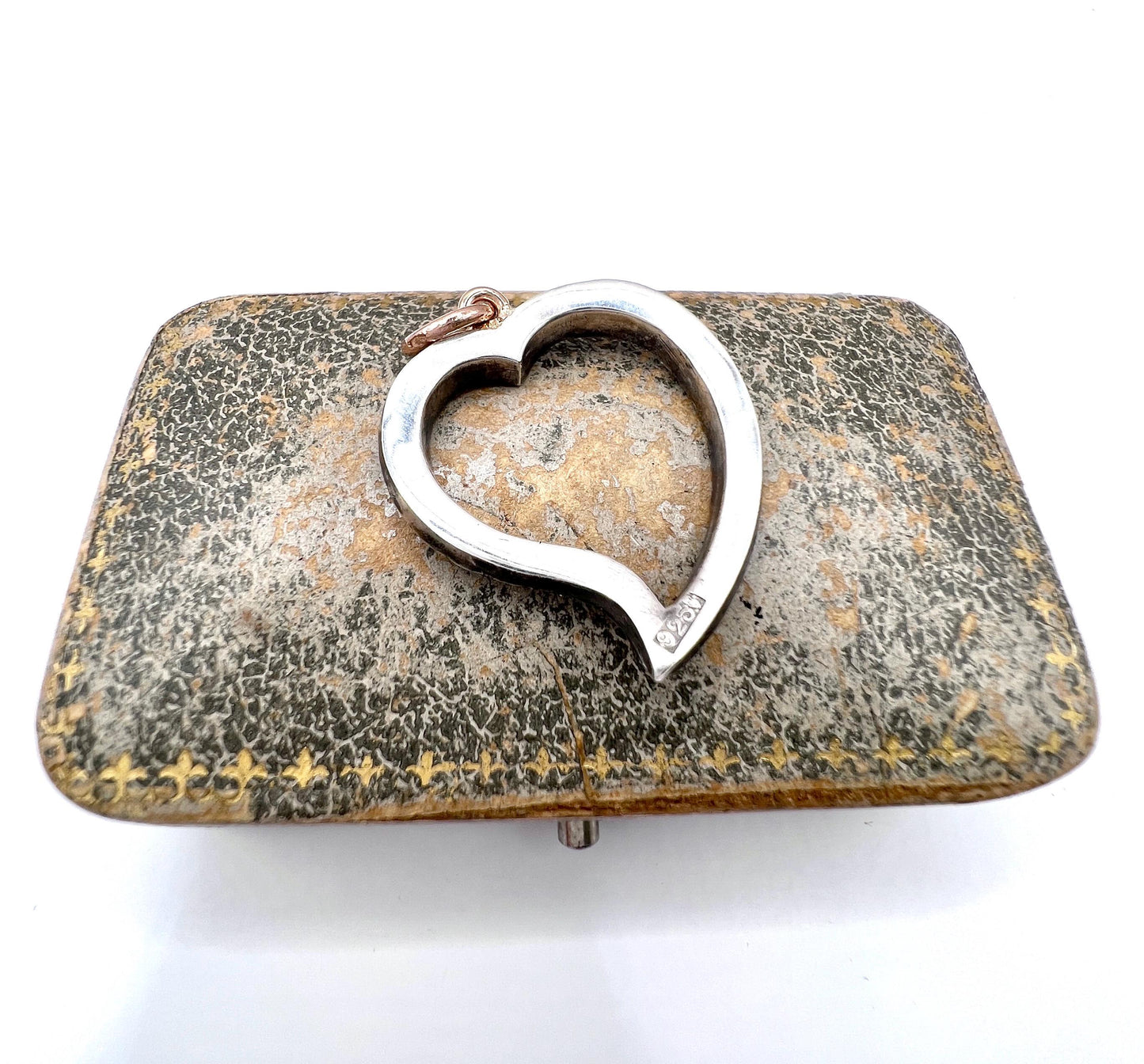 Antique 18ct Gold & Silver French Stamped, Victorian Diamond Witches Heart Pendant
