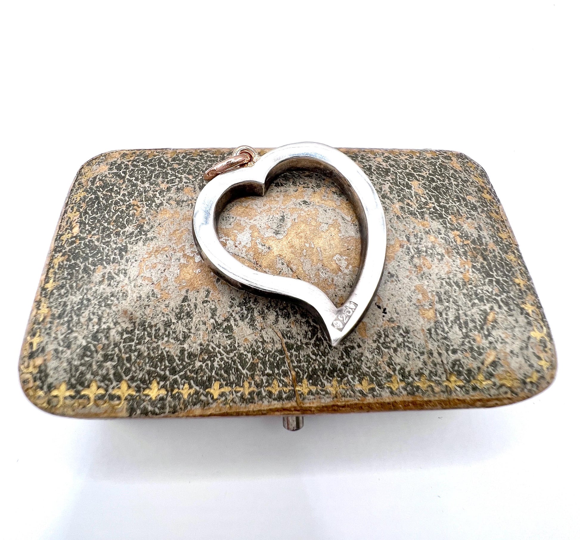 Antique 18ct Gold & Silver French Stamped, Victorian Diamond Witches Heart Pendant