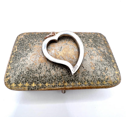 Antique 18ct Gold & Silver French Stamped, Victorian Diamond Witches Heart Pendant