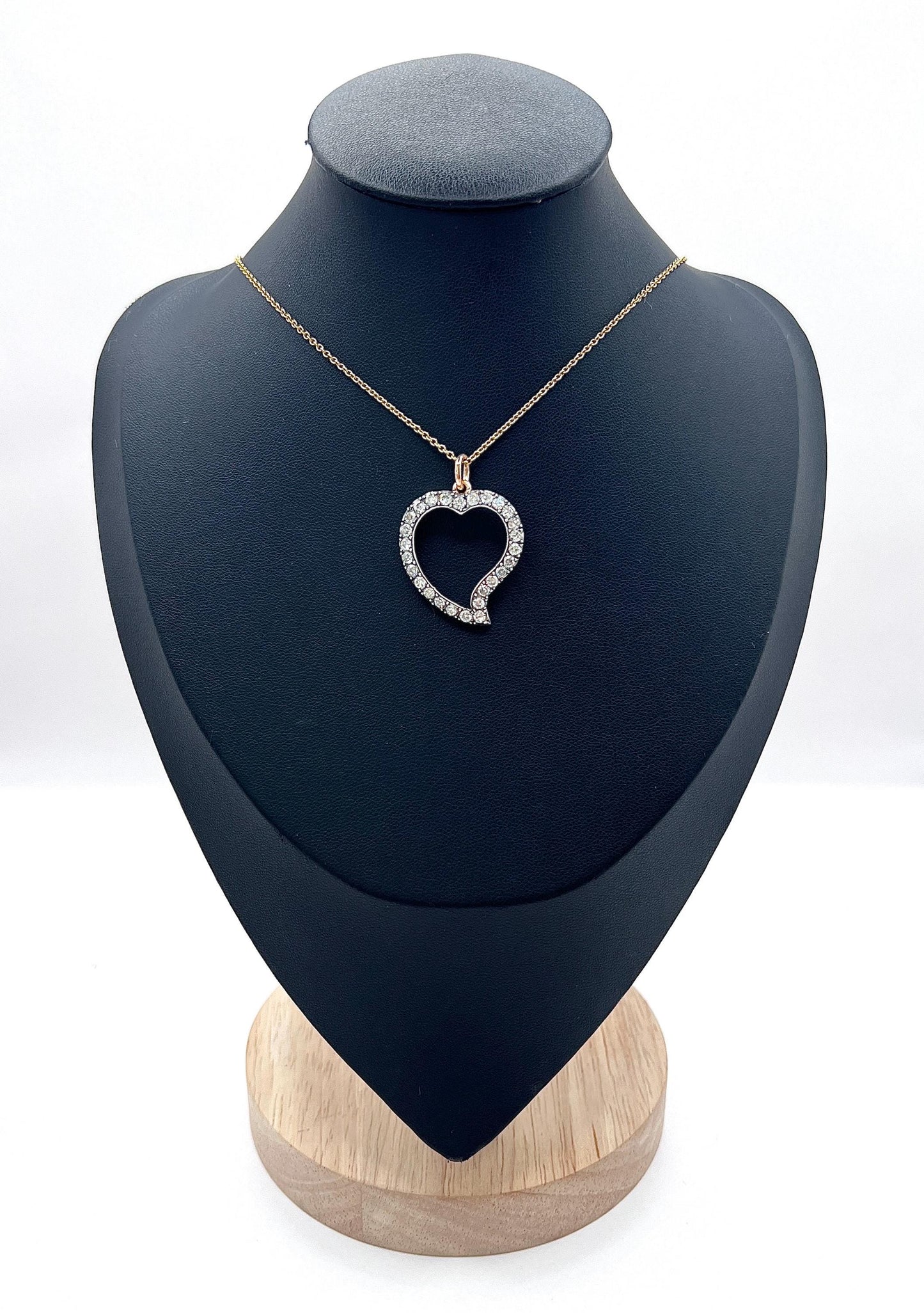 Antique 18ct Gold & Silver French Stamped, Victorian Diamond Witches Heart Pendant