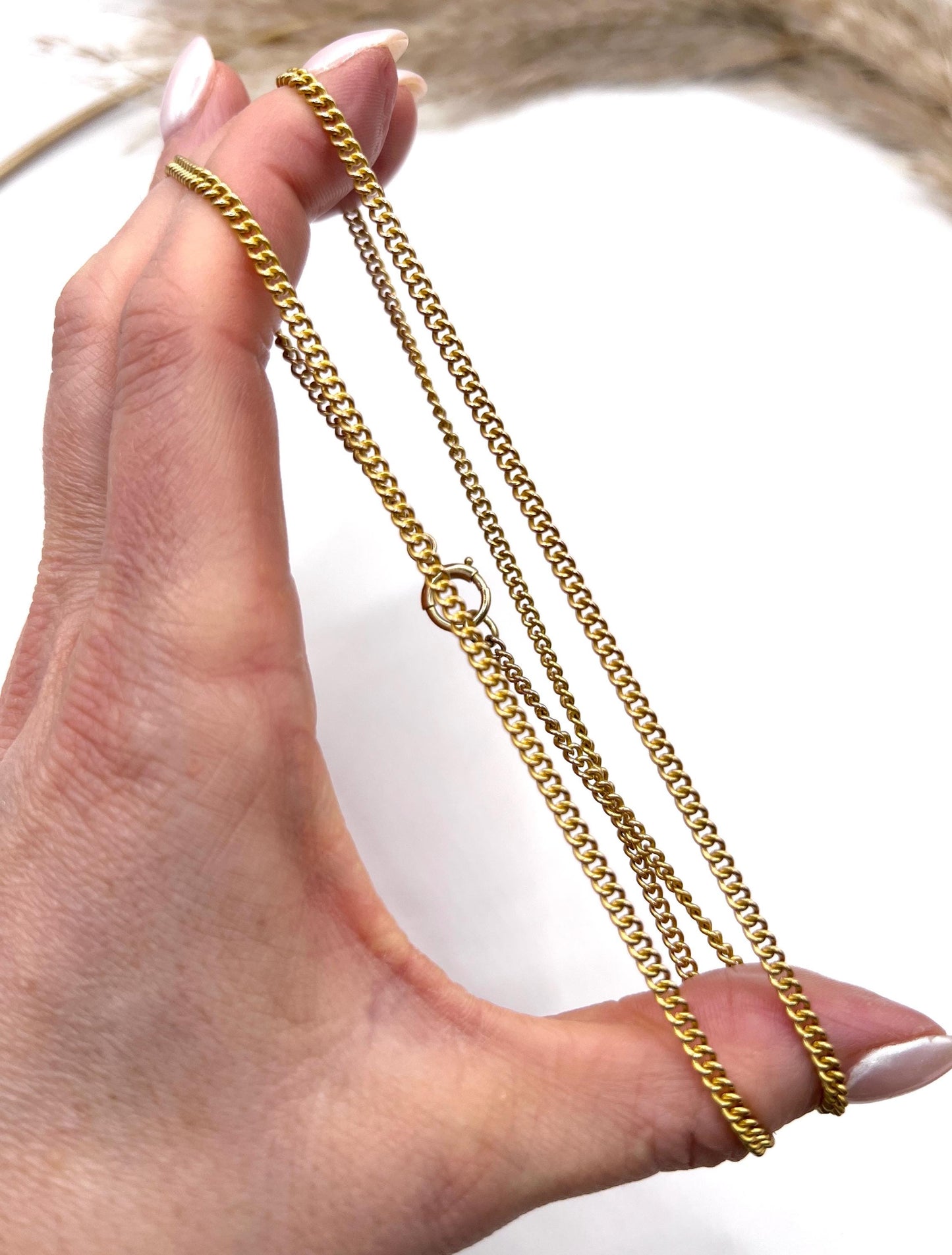 Antique 18ct Yellow Gold, 1920s 23 Inch Fine Curb Link Chain