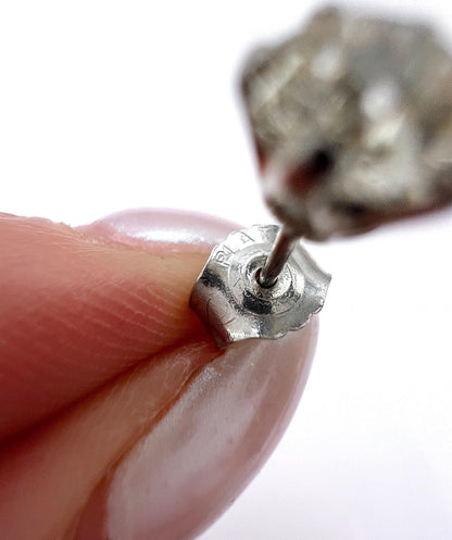 Vintage 1930s Platinum Stamped, 1.05 Carat Diamond Stud Earrings