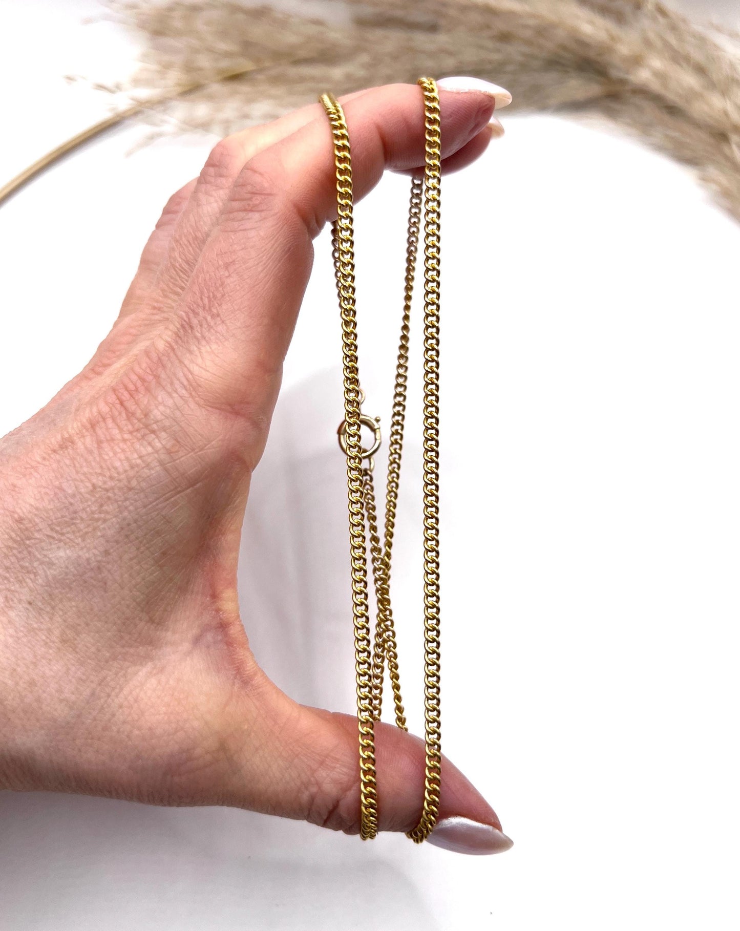 Antique 18ct Yellow Gold, 1920s 23 Inch Fine Curb Link Chain