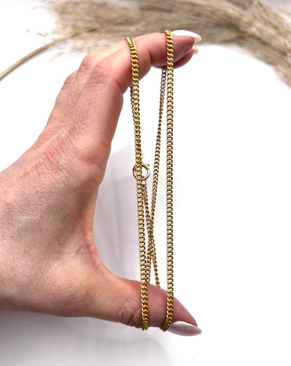Antique 18ct Yellow Gold, 1920s 23 Inch Fine Curb Link Chain