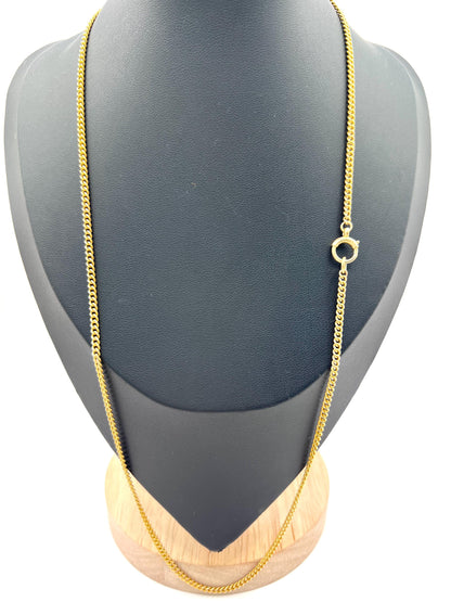 Antique 18ct Yellow Gold, 1920s 23 Inch Fine Curb Link Chain