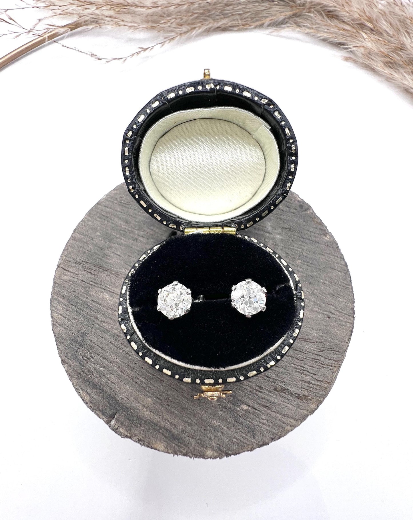 Vintage 1930s Platinum Stamped, 1.05 Carat Diamond Stud Earrings