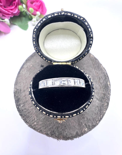 Vintage 1940s 18ct White Gold, 2 Carat Full Diamond Eternity Band Ring, Wedding Ring